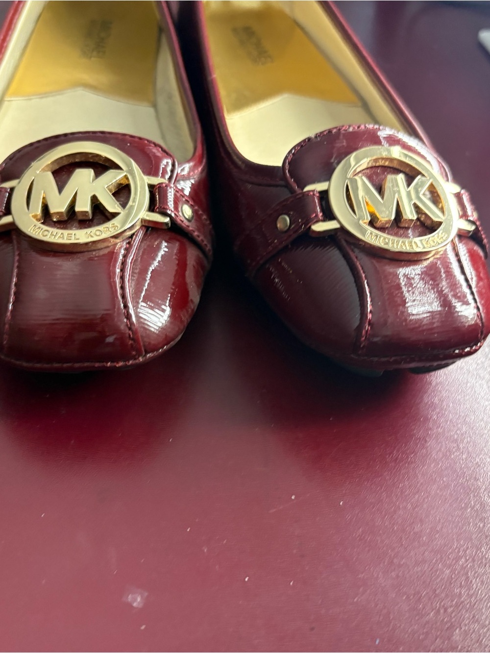 Michael Kors Wine Patent Leather MK Logo Flats